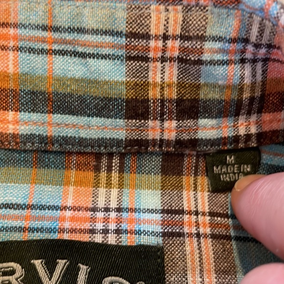 Orvis Men S/S Shirt Medium Blue/Multi Plaid 100% Linen - Picture 5 of 9
